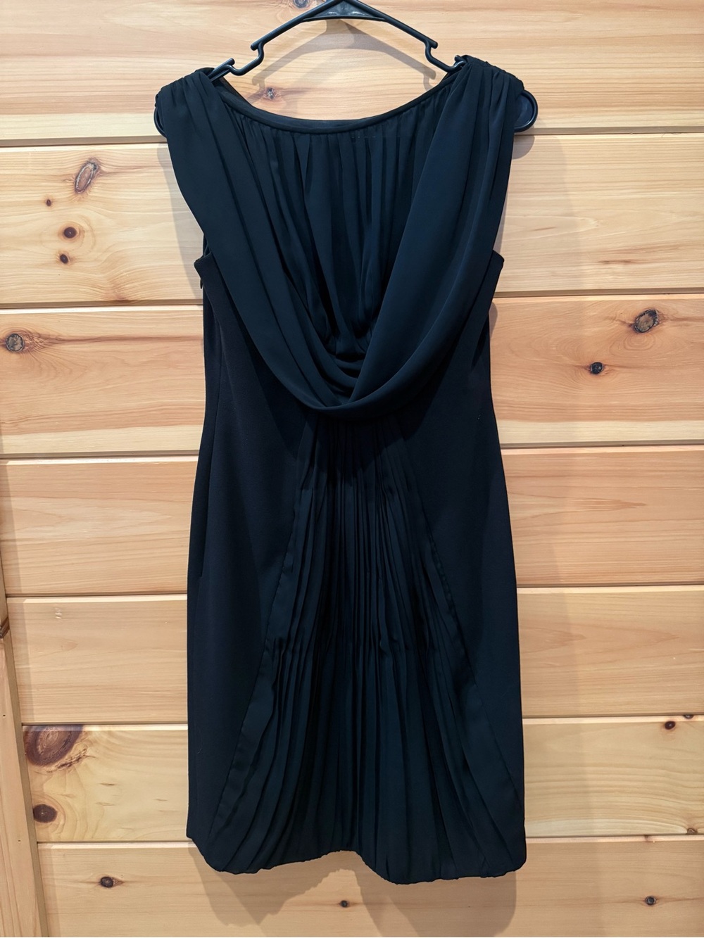 Adrianna Papell Black Draped Pleated Chiffon Cocktail Dress Size 4